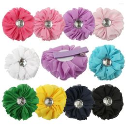 Hair Accessories 1 PC Chiffon Fabric Flower With Barrettes Girls Handmade Colourful Floral Hairpin Clips