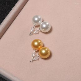 Stud Earrings Simple Fashion Women's Ear Studs Jewellery 6/8/10/12mm Round Ball Gold Colour South Sea Shell Mother Of Pearl