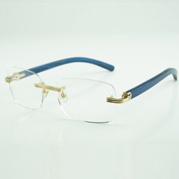 Wooden glasses frames 0286 with natural blue wood sticks and 56mm clear lenses 0286O