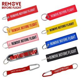 Remove Before Flight Key Chain Chaveiro Red Embroidery Keychain Ring for Aviation Gifts OEM Key Ring Jewellery Luggage Tag Key Fob