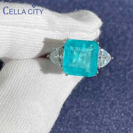 Band Rings Cellity Classic Women 925 sterling silver ring with paraiba gemstones female fine Jewellery Gift Wedding Engagement cessories J230517