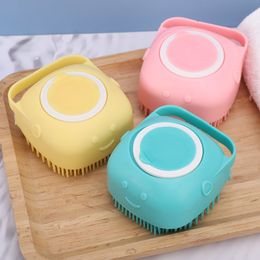 Silicone Pet Brush Cat Shampoo Massager Brush Comb Grooming Scrubber Shower Brush for Bathing Hair Soft Clean dh864