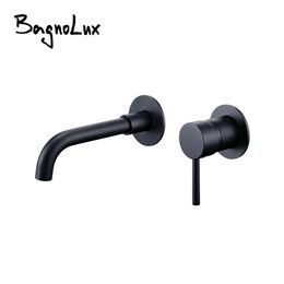 Bathroom Sink Faucets Bathroom Faucet Mixer Sink Tap Wash Basin Matte Black And Cold Water Wall Mount Spout Bath With Modern Lever Handle 1085 230518