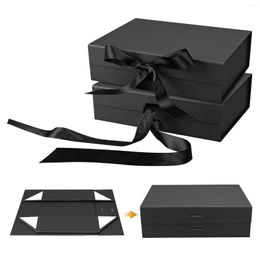 Gift Wrap 2pcs Thanksgiving With Ribbon Valentine's Day Luxury Magnetic Party Supplies Present Paper Box Black Birthday Wedding