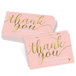 Greeting Cards 50X90Mm Pink Holiday Stam Thank You Card Tag Christmas Birthday Gift Supplies Drop Delivery Home Garden Festive Party Dhzrx