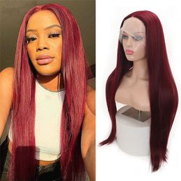 Pink Wine Red 13*4*1 Lace Front Wigs Long Straight Hair30 Inch Glueless Wigs for Fashion Women Heat Resistant Lace Frontal Wigs with Natural Hairline