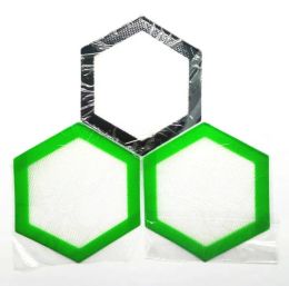Quality FDA food grade reusable non stick concentrate bho Bakeware wax slick oil Hexagon shape heat resistant fibreglass 5" silicone mat