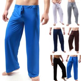 Men's Sleepwear 2024 Men Long Yoga Pants Low Waist Drawstring Loose Thin Sleep Bottoms Sports Elastic Trousers Pyjama