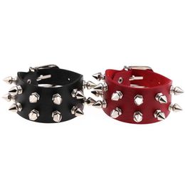 Charm Bracelets Pretty Leather Bracelet Unique Spikes Rivet Stud Wide Punk Gothic Rock Unisex Cuff Bangle Men Jewellery Drop Delivery Dha4E