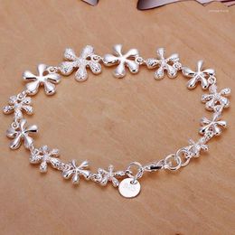 Link Bracelets Wholesale Silver Plated Bracelet 925 Fashion Jewelry Charm Flower Chain For Women/men SB156