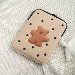 Korea Cartoon Tablet Case Cute biscuits bear protective cover for laptop ipad pro 9 7 11 13 15 6 inch Storage Sleeve inner bag 202248r