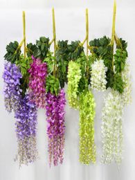 12pcslot Wisteria wedding decoration flower artificial wisteria silk flower Long 110 CM White Purple Red Green3839991