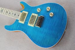 Electric guitar gold accessories, tiger patterned maple veneer, sky blue style, manufacturer direct sales