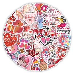 50pcs I love you Valentine's Day cartoon Waterproof PVC Stickers Pack For Fridge Car Suitcase Laptop Notebook Cup Phone Desk Bicycle Skateboard Case.
