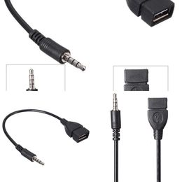 New Laptop Adapters Chargers Car MP3 Player Converter 3.5 mm Male AUX Audio Jack Plug To USB 2.0 Female Converter Cable Cord Adapte
