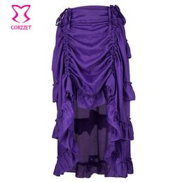 Dresses Purple Asymmetrical Ruffle Front Short Back Long Victorian Steampunk Skirt Plus Size Vintage Sexy Gothic Clothing Skirts Womens