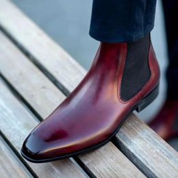 Leggings New Red Boots for Men Business Square Toe Slipon Men Short Boots Free Shipping Botas De Hombre Men Boots