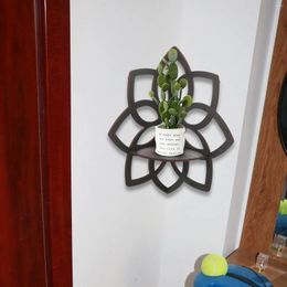 Hooks Floating Corner Shelf Wall Shelves Wooden Mandala Flower Book Crystal Display Bedrooms Bathroom