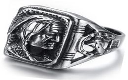 Men039039s Jewellery Gothic Tribal American Indian Stainless Steel Ring Classics Punk Biker Band Silver Black By Mate Ri4106197