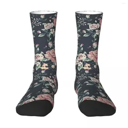 Men's Socks All Seasons Crew Stockings Vintage Floral Pattern Harajuku Funny Long Accessories For Men Women Birthday Present