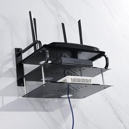 Routers Bracket Wall Mounting Black &sier Metal Wireless Wifi Router Boxes/tv Settop Box/dvd Player Stand/telephone Holder Rack