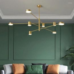 Chandeliers Modern Art DECO LED For Living Room Luxury Designer Restaurant Copper Chandelier Lighting Hanging Dining Lamp
