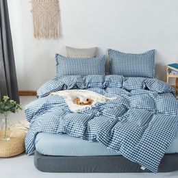 Bedding sets Brown plaid Duvet Cover 220x240 Pillowcase 3Pcs Set 150x200 Quilt Blanket Bed Sheet Double 230710