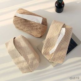 Tissue Boxes Napkins NEW Japanese-Style Jute Tissue Case Napkin Holder for Living Room Table Tissue Boxes Container Home Car Papers Dispenser Holder R230714