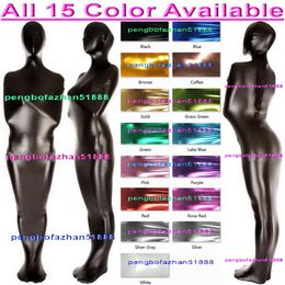 Unisex Sleeping Bag Catsuit Costume Full Outfit Sexy 15 Color Shiny Metallic Mummy Costumes Tights Body Bags Sleepsacks Halloween 337O