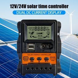 Batteries Solar Charge Controller 12V 24V 10A 20A 30A 40A 50A 60A Solar Controller Solar Panel Battery Controller Regulator Dual USB LCD 230715
