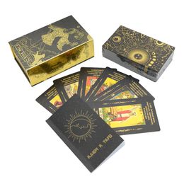 Outdoor Games Activities Rider Gold Foil Tarot 12x7cm Russian Version Card Game PVC Waterproof Board Game Poker Divination Gift Box Set Manual 230715