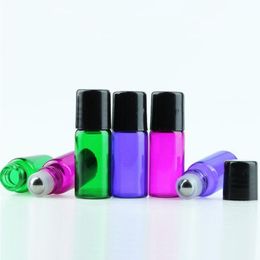 New Products ! Blue Purple Green Red 3ml Glass Bottles for Roll Eliquid Ejuice Oil 2400Pcs for mix 4 Colors 3 ml Roller Bottles By DHL Odoxl