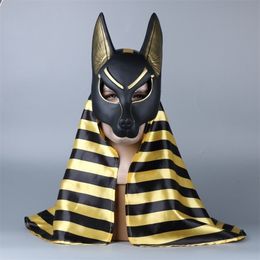 Egyptian Anubis Cosplay Face Mask Wolf Head Jackal Animal Masquerade Props Party Halloween Fancy Dress Ball