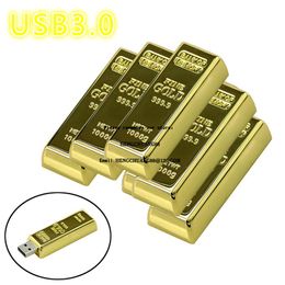 Metal Bullion Gold USB Flash Drive 128GB Latest Desgin Bar USB3 0 Flash Drive 64GB Cle Memory U Stick 4GB 8GB 16GB 32GB Pendrive173m