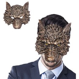 Ultra-light Scary Cosplay Creepy Animal Wolf Head Tooth Funny Halloween Mask Half Face Carnival Prom Ball Party Costume Props