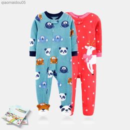 Newborn baby winter warm jumpsuit pajamas fleece bound footed jumpsuit boy baby girl baby cartoon cute Romper Pjms 0-1 years old L230712