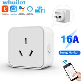 Smart Power Plugs WHUILOT Tuya WiFi Smart AU Socket Power Monitor Australian Plug Voice APP Remote Outlet Support Aleax Google Home Smart Life HKD230727