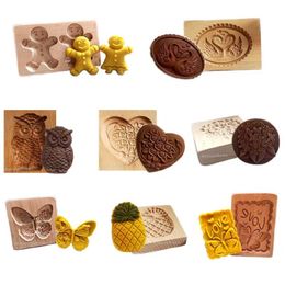 Baking Moulds Wooden Cookie Cutter Mold Wedding Flower Tree Cartoon Animals Pattern Cake Mould Tools for Christmas Easter 230731