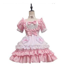 Sexy Cute Pink Maid Dress Japanese Sweet Female Lolita Dress Role Play Come Halloween Party Cosplay Anime Maid Uniform Suit L220713163