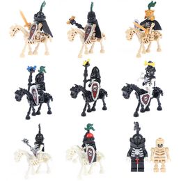 Halloween Supplies 1Set Halloween Skeleton Knight Army Figures Building Block Soldier Horse Assembling Toy For Children Boy