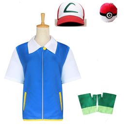 Cosplay Anime Kids Adults Halloween Ash Ketchum Cosplay Costume Clothes JacketGlovesHatBall Cosplay Anime Costumes Halloween Gift 230331