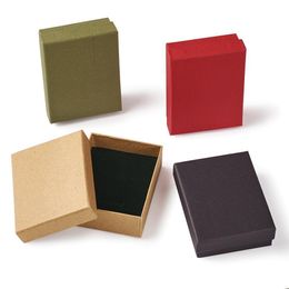 Jewellery Stand 12Pcs/Lot 9X7X3Cm Red Tan Black Olive Cardboard Set Display Packaging Gift Box With Sponge Inside For Ring Nec Dhgarden Dh1I4