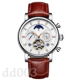 Gentleman fashion tourbillon watches designer modern watch creative symmetrical montre business automatic man watch with natural leather valuable SB042 B23