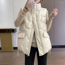 Women's Vests Oversized 4xl Sleeveless Glossy Down Cotton Vest Coats All-match Thick Warm Streetwear Jackets Loose Zipper Buckle Puffy
