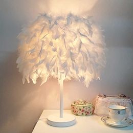 Pendant Lamps Fashion Trending Feather Table Lamp Decoration Warm Light White Bedroom Bedside Creative Living Room pendant light AA230407