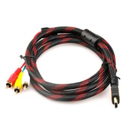 Freeshipping 15M HD-MI-Male to 3 RCA(Red Yellow White) Video Audio AV Cable Cord Adapter for Home Digital High-definition TV Qpntu