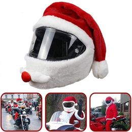 Party Hats Christmas for Motorcycle Helmet Decoration Creative Plush Style Cover Protective Santa Claus 230411