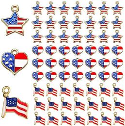 Dangle Chandelier 10 Pieces American Flag Charms Pendant for July 4Th Independence Day Bracelet Necklace DIY Jewelry Making Patriotic Ornaments Z0411