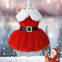 Dog Christmas Dress Kitten Puppy Xmas Pretend Skirt For Small Middle Dogs Fleece Clothes Chihuahua French Bulldog Poodle Costume
