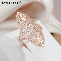 Wedding Rings SYOUJYO Vintage Big Size 585 Golden For Women Cubic Natural Micro Wax Mosaic Cutout Party Jewellery